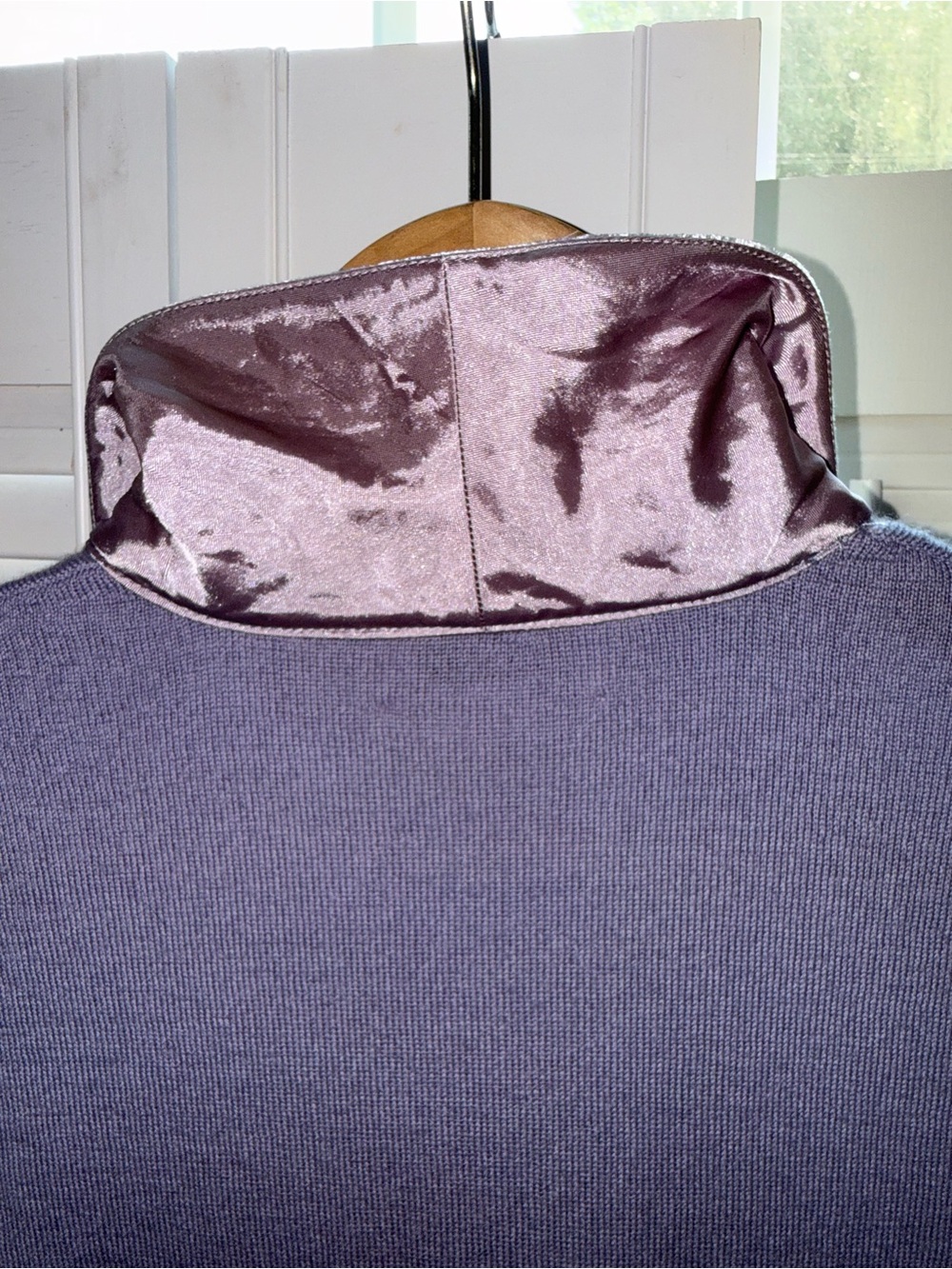 Magaschoni Lavender Wool Cardigan Beaded rayon silk  Collar Vintage Y2K - Picture 15 of 17